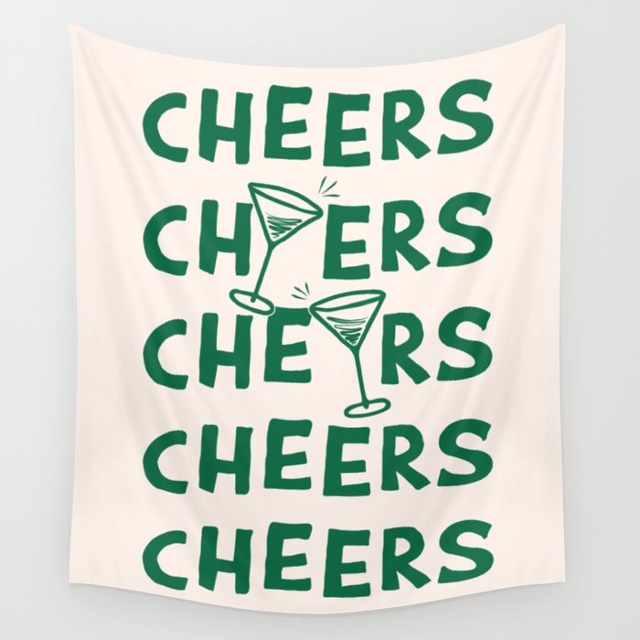 Cheers. Cocktails and Drinks in Green And Linen White Wall Tapestry Gallery Image 4