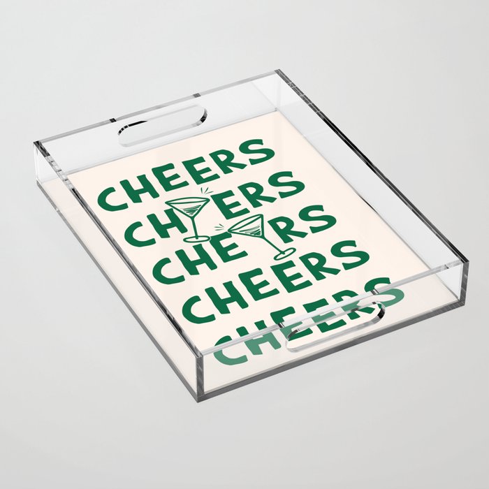 Cheers. Cocktails and Drinks in Green And Linen White Acrylic Tray Gallery Image 1