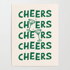 Cheers. Cocktails and Drinks in Green And Linen White Poster Gallery Image 4
