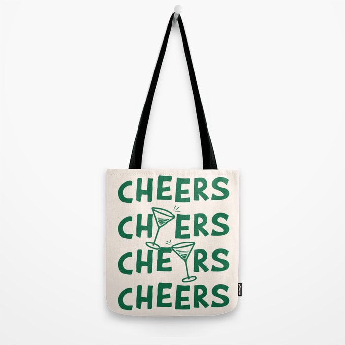 Cheers. Cocktails and Drinks in Green And Linen White Tote Bag Gallery Image 2