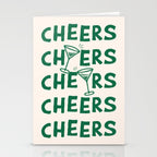 Cheers. Cocktails and Drinks in Green And Linen White Stationery Card Gallery Image 2
