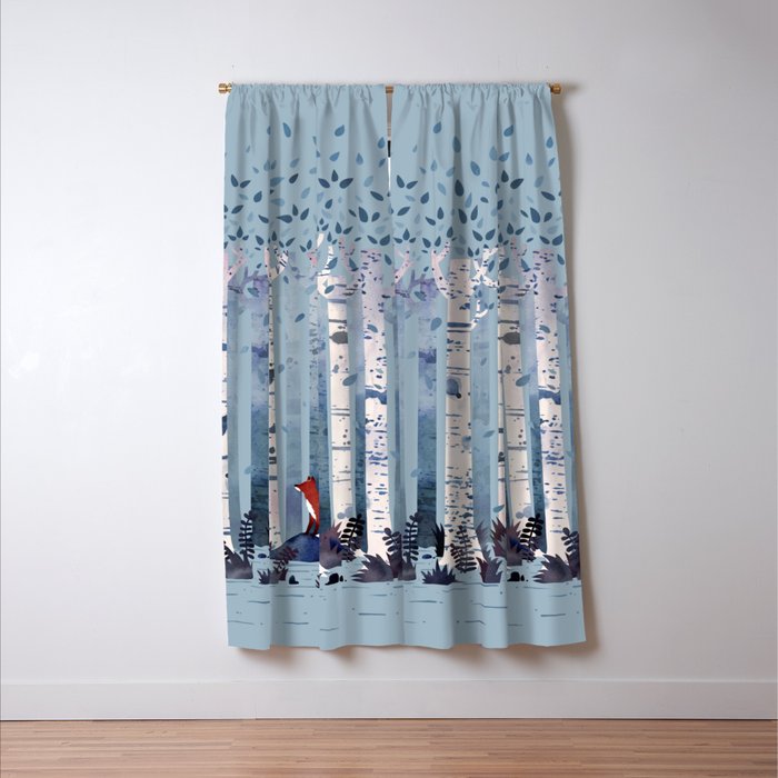 The Birches (in Blue) Window Curtain Gallery Image 3