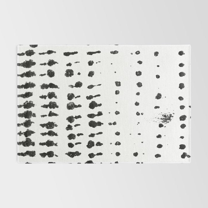 Medium Dots Pattern Black and White Distressed Texture Abstract Rug Gallery Image 2