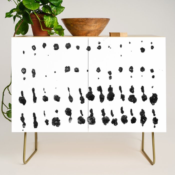 Medium Dots Pattern Black and White Distressed Texture Abstract Credenza Gallery Image 1