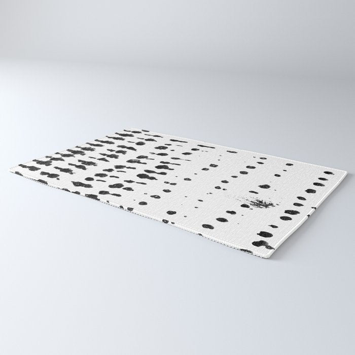 Medium Dots Pattern Black and White Distressed Texture Abstract Rug Gallery Image 3