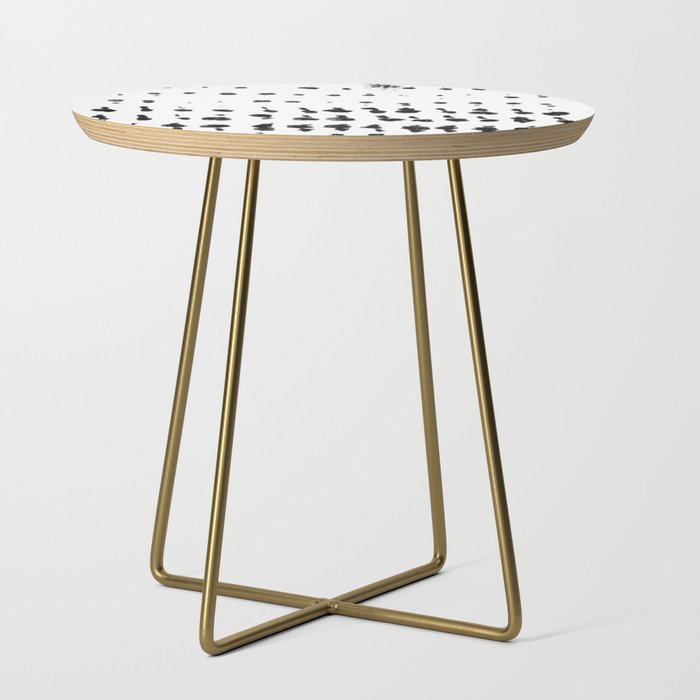 Medium Dots Pattern Black and White Distressed Texture Abstract Side Table Gallery Image 1
