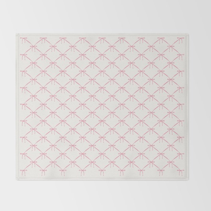 Bows & Ribbons Pattern I Pastel Pink Throw Blanket Gallery Image 2