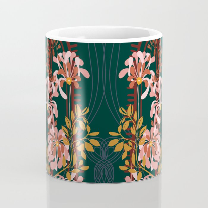 Alfons Mucha would love this flowers - emerald green Coffee Mug Gallery Image 4