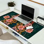 Alfons Mucha would love this flowers - emerald green Desk Mat Gallery Image 2