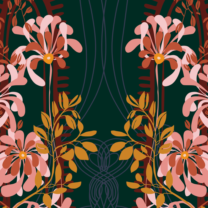 Alfons Mucha would love this flowers - emerald green Coffee Mug Gallery Image 2