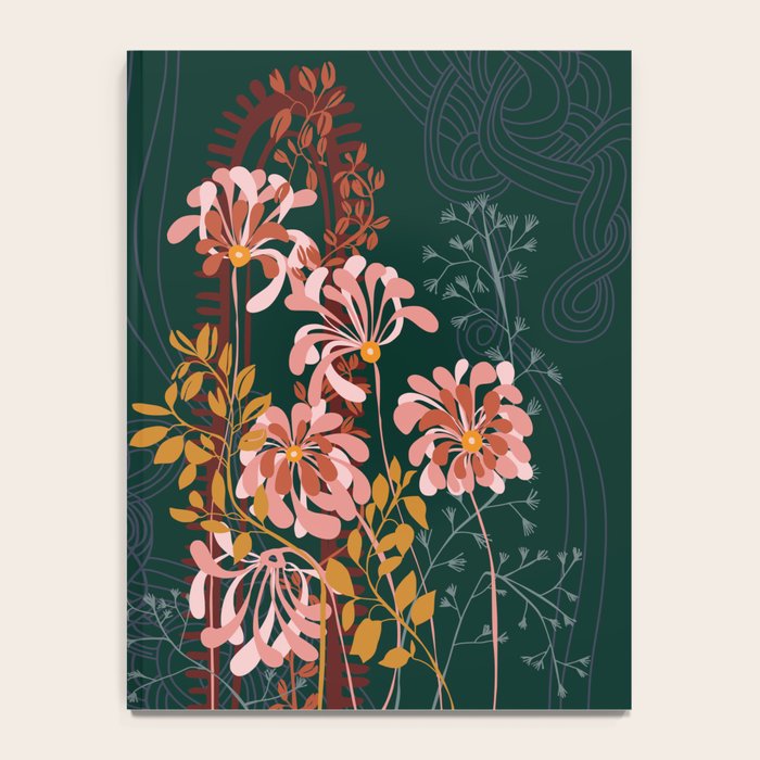 Alfons Mucha would love this flowers - emerald green Notebook Gallery Image 4