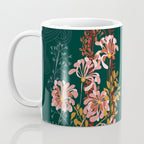 Alfons Mucha would love this flowers - emerald green Coffee Mug Gallery Image 3