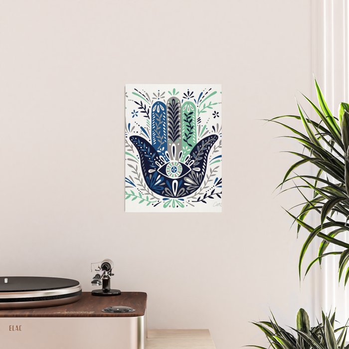 Hamsa Hand - Navy Palette Poster Gallery Image 2