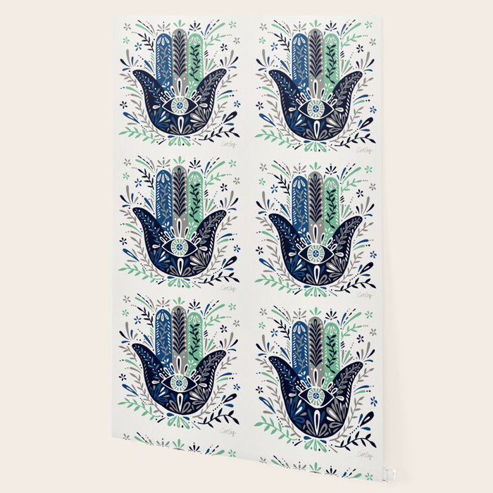 Hamsa Hand - Navy Palette Wallpaper Gallery Image 2