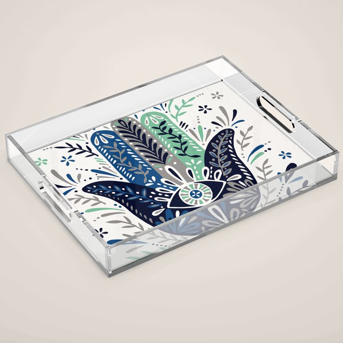 Hamsa Hand - Navy Palette Acrylic Tray Gallery Image 1