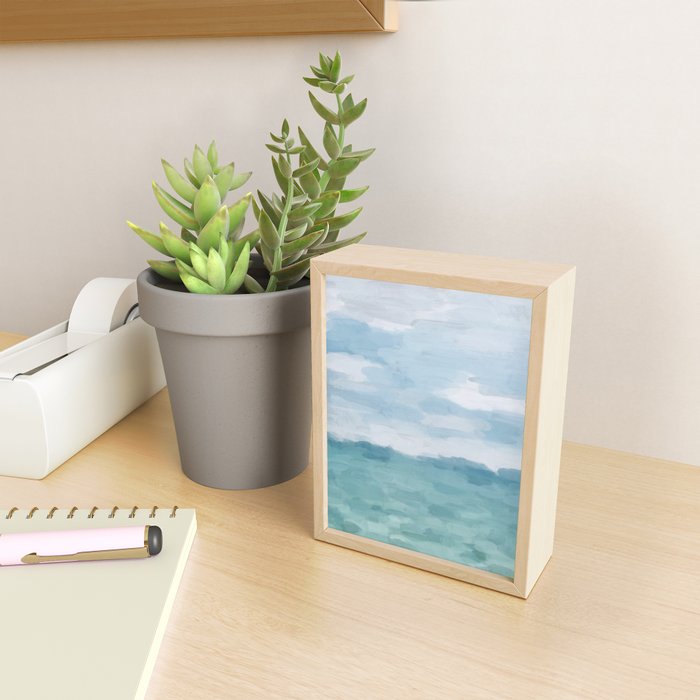 Ocean Clouds - Mint Blue White Gray Abstract Wall Art Painting Mini Art Print Gallery Image 2