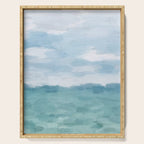 Ocean Clouds - Mint Blue White Gray Abstract Wall Art Painting Serving Tray Gallery Image 1