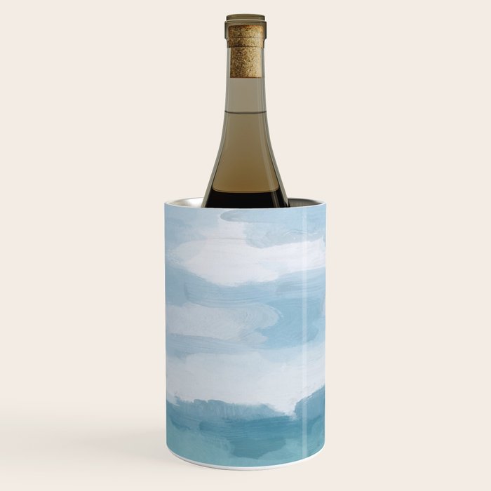 Ocean Clouds - Mint Blue White Gray Abstract Wall Art Painting Wine Chiller Gallery Image 3