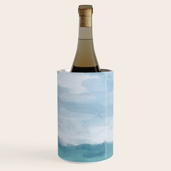 Ocean Clouds - Mint Blue White Gray Abstract Wall Art Painting Wine Chiller Gallery Image 2
