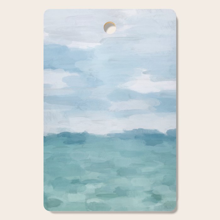 Ocean Clouds - Mint Blue White Gray Abstract Wall Art Painting Cutting Board Gallery Image 1