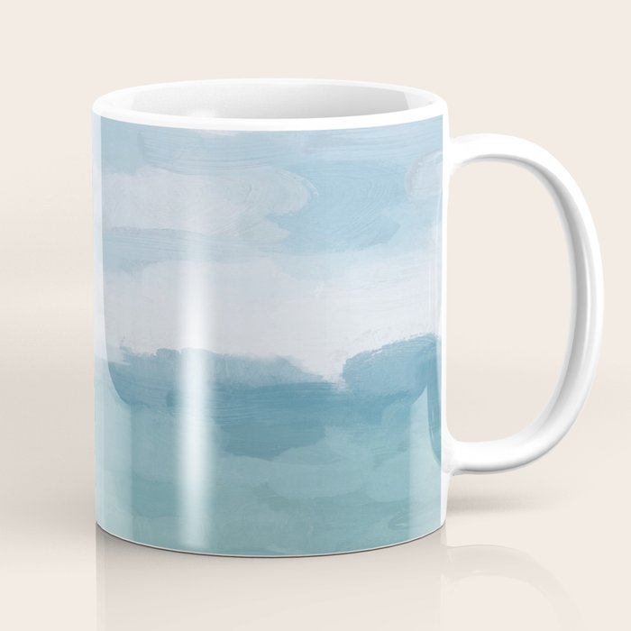 Ocean Clouds - Mint Blue White Gray Abstract Wall Art Painting Coffee Mug Gallery Image 1