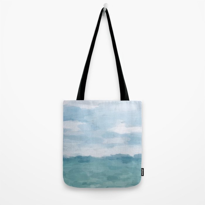 Ocean Clouds - Mint Blue White Gray Abstract Wall Art Painting Tote Bag Gallery Image 2
