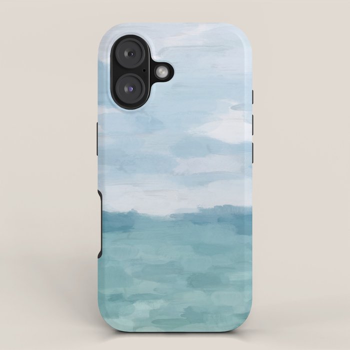 Ocean Clouds - Mint Blue White Gray Abstract Wall Art Painting iPhone Case Gallery Image 1