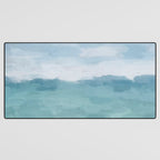 Ocean Clouds - Mint Blue White Gray Abstract Wall Art Painting Desk Mat Gallery Image 3