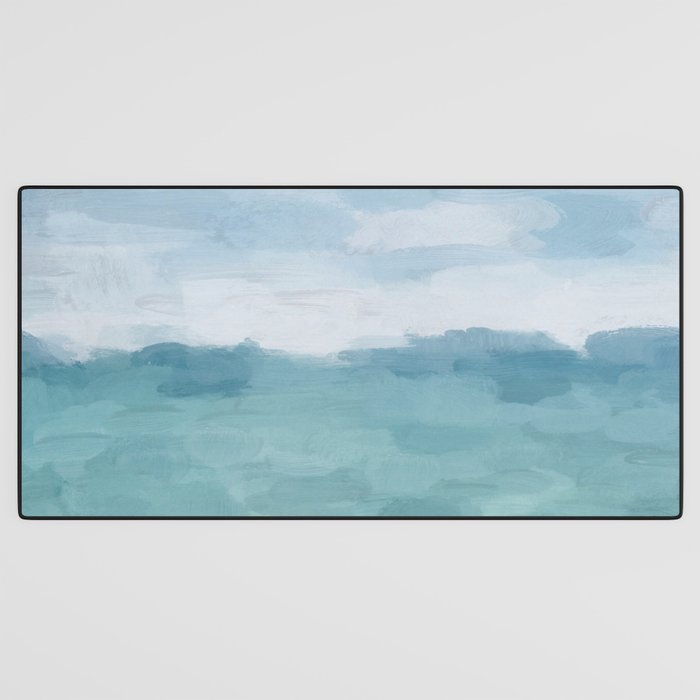 Ocean Clouds - Mint Blue White Gray Abstract Wall Art Painting Desk Mat Gallery Image 3