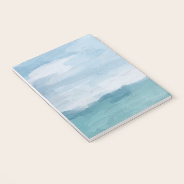 Ocean Clouds - Mint Blue White Gray Abstract Wall Art Painting Notebook Gallery Image 3