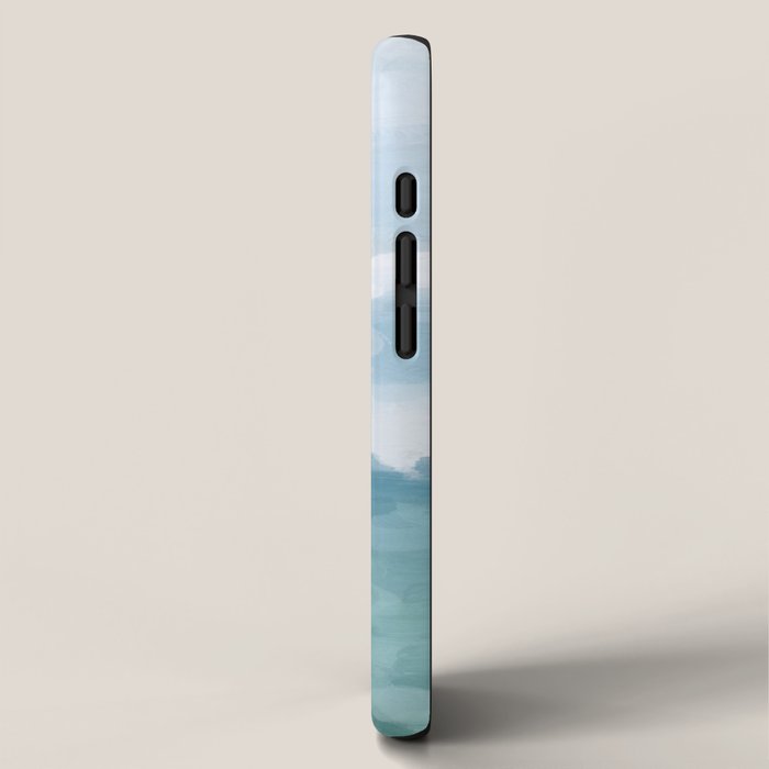 Ocean Clouds - Mint Blue White Gray Abstract Wall Art Painting iPhone Case Gallery Image 2