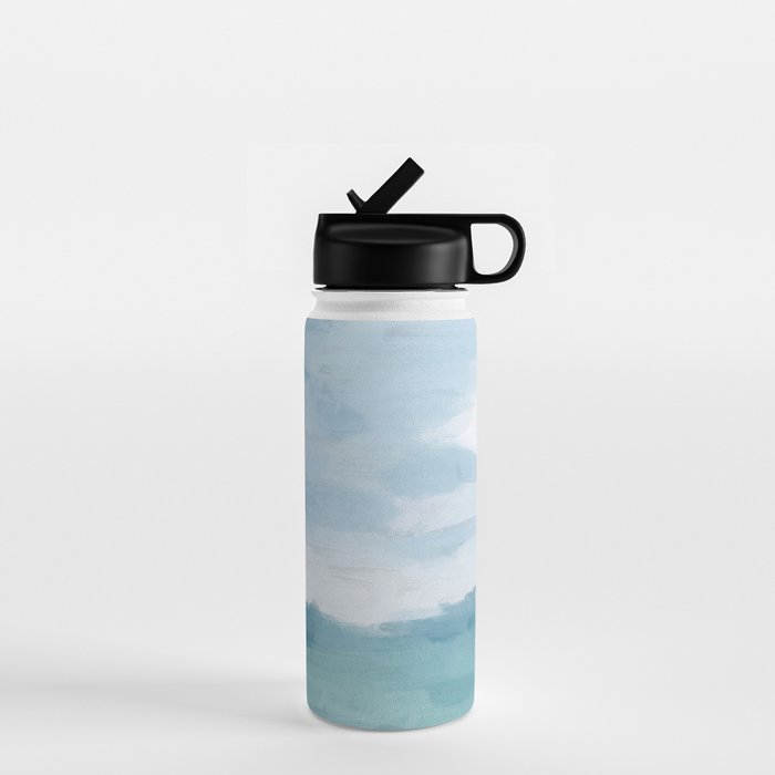 Ocean Clouds - Mint Blue White Gray Abstract Wall Art Painting Water Bottle Gallery Image 1