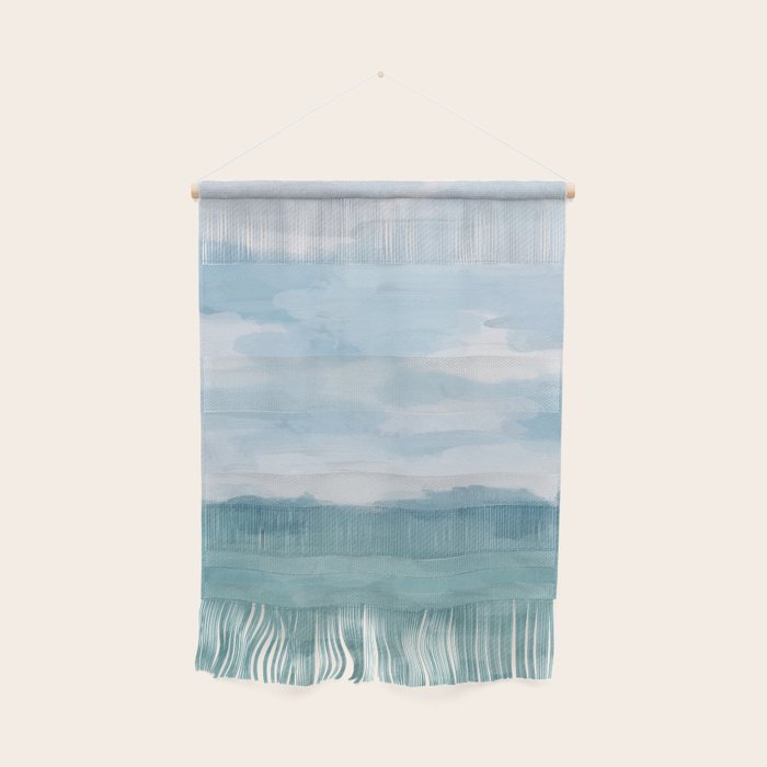 Ocean Clouds - Mint Blue White Gray Abstract Wall Art Painting Wall Hanging Gallery Image 1