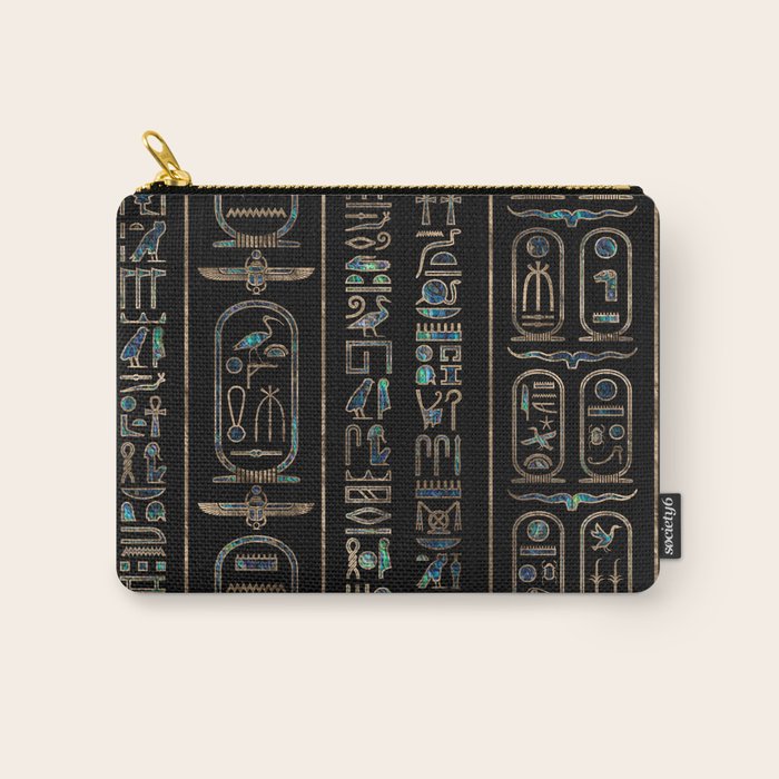 Egyptian hieroglyphs pattern Gold Abalone Carry All Pouch Gallery Image 1