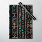 Egyptian hieroglyphs pattern Gold Abalone Wrapping Paper Gallery Image 1