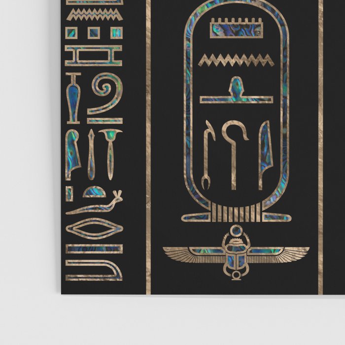 Egyptian hieroglyphs pattern Gold Abalone Poster Gallery Image 3