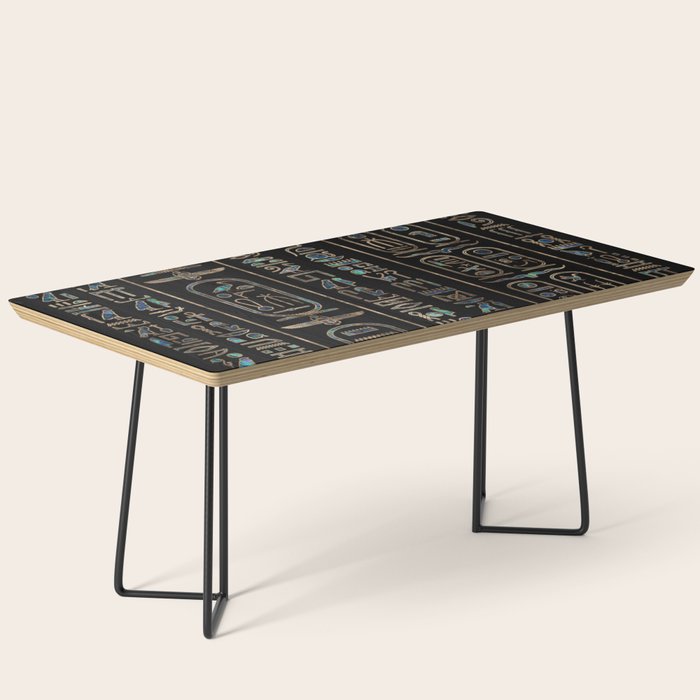 Egyptian hieroglyphs pattern Gold Abalone Coffee Table Gallery Image 1
