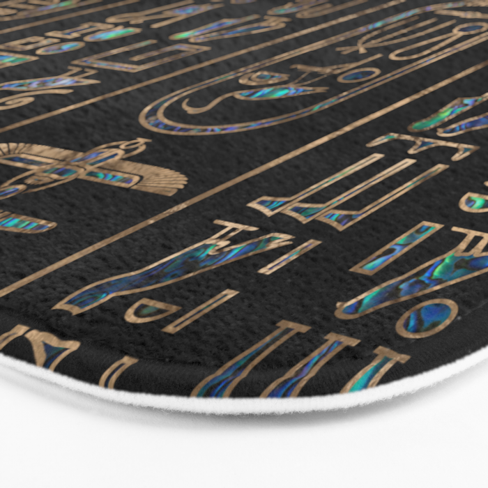 Egyptian hieroglyphs pattern Gold Abalone Bath Mat Gallery Image 3