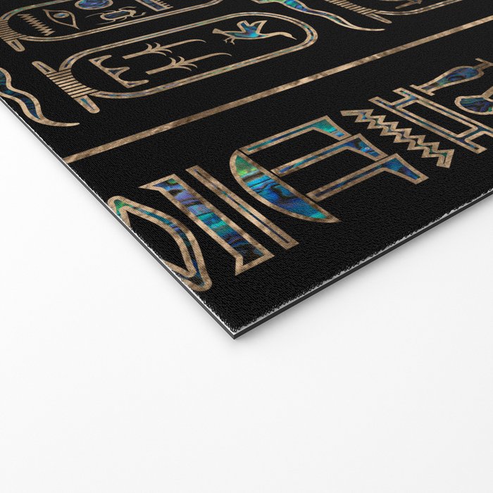 Egyptian hieroglyphs pattern Gold Abalone Welcome Mat Gallery Image 2
