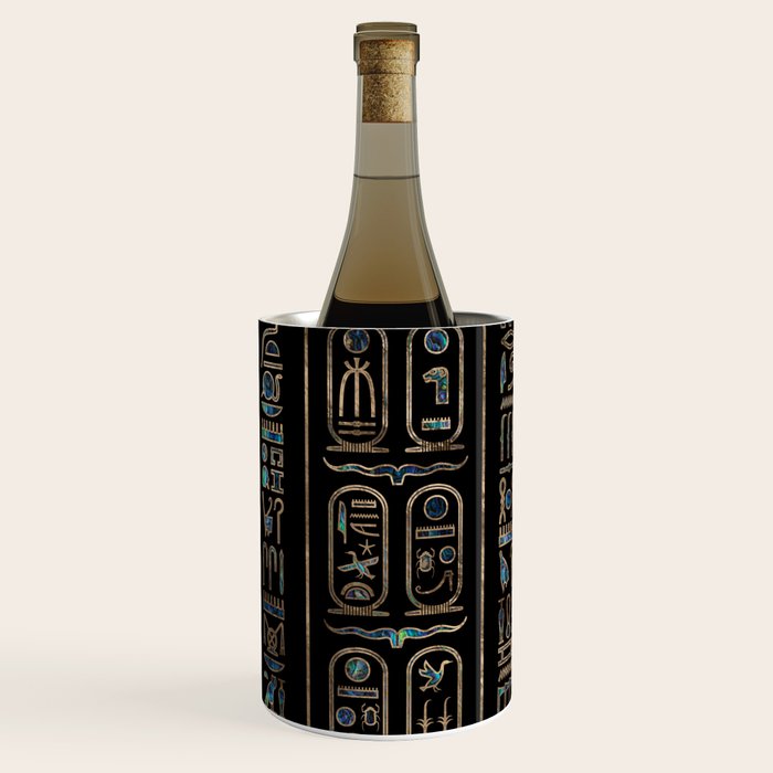 Egyptian hieroglyphs pattern Gold Abalone Wine Chiller Gallery Image 3