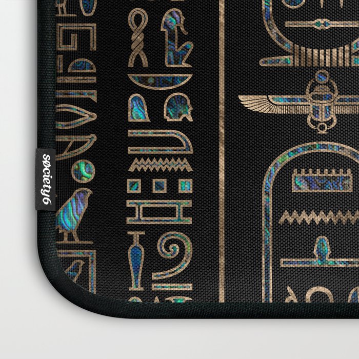 Egyptian hieroglyphs pattern Gold Abalone Laptop Sleeve Gallery Image 3
