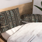 Egyptian hieroglyphs pattern Gold Abalone Pillow Sham Gallery Image 2