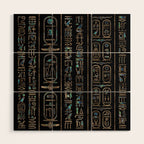 Egyptian hieroglyphs pattern Gold Abalone Wood Wall Art Gallery Image 1