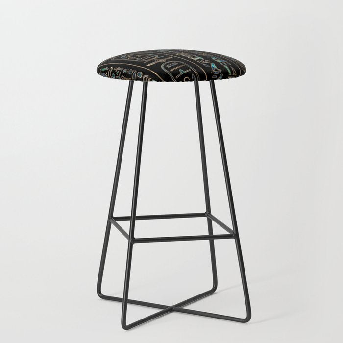 Egyptian hieroglyphs pattern Gold Abalone Stool Gallery Image 1