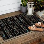 Egyptian hieroglyphs pattern Gold Abalone Outdoor Rug Gallery Image 2