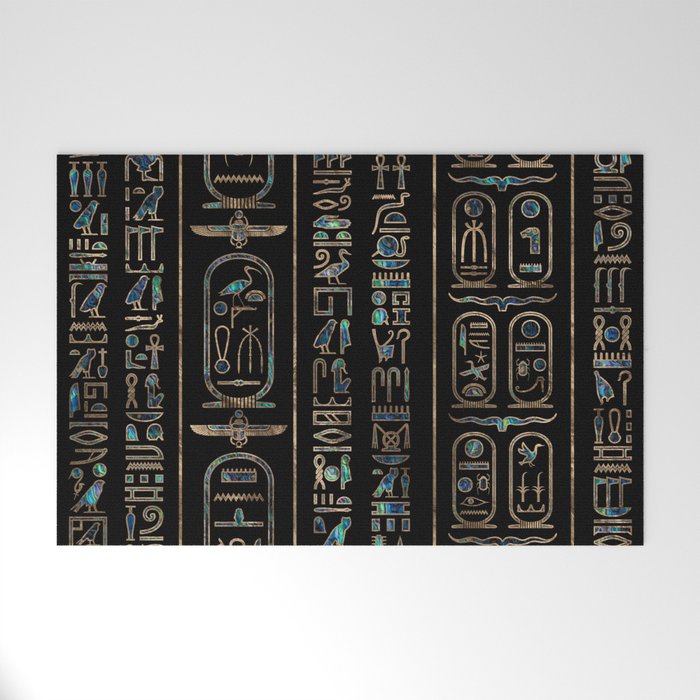 Egyptian hieroglyphs pattern Gold Abalone Welcome Mat Gallery Image 1
