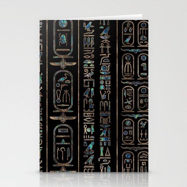 Egyptian hieroglyphs pattern Gold Abalone Stationery Card Gallery Image 2
