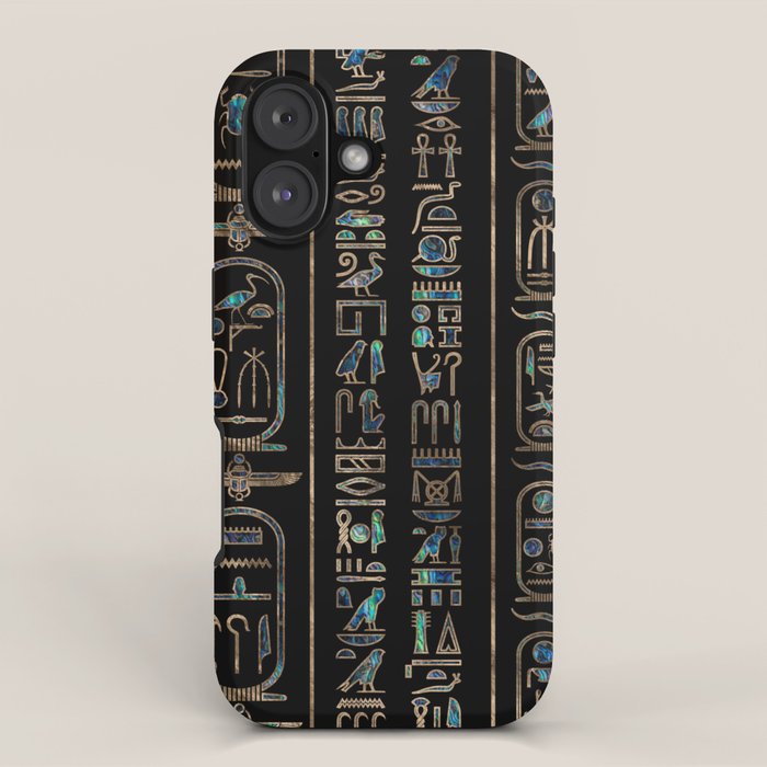 Egyptian hieroglyphs pattern Gold Abalone iPhone Case Gallery Image 1