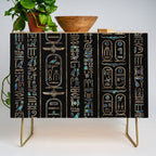 Egyptian hieroglyphs pattern Gold Abalone Credenza Gallery Image 1