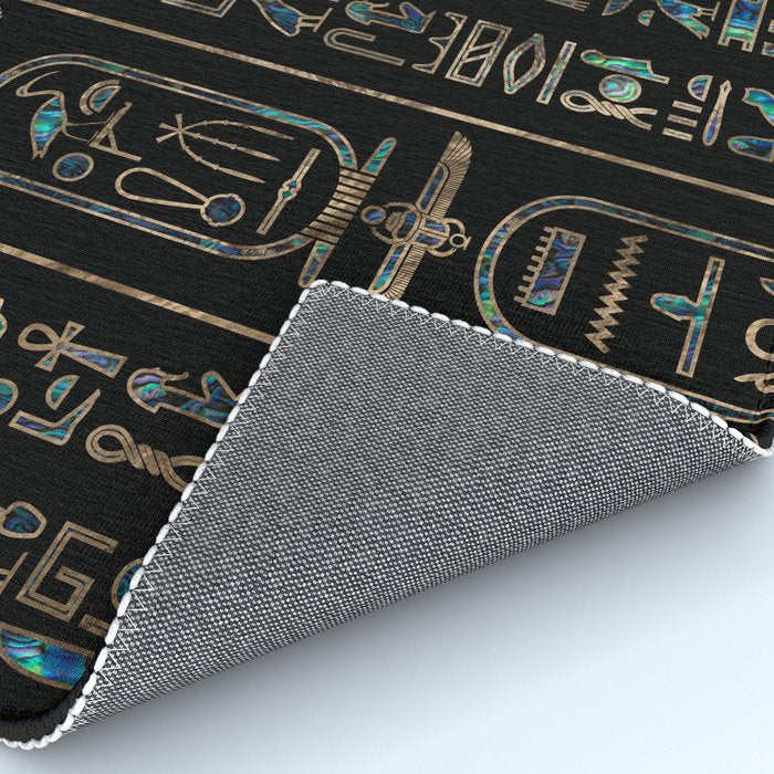 Egyptian hieroglyphs pattern Gold Abalone Rug Gallery Image 4